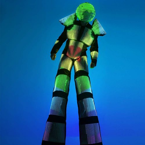 Full Color Smart Pixels LED Robot Suit Costume Clothes Stilts