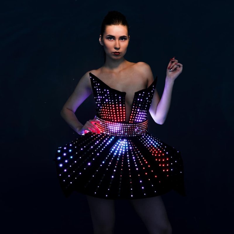 SMART LED Light Up EVA Dress with a Choker with a Plastic Base _H44