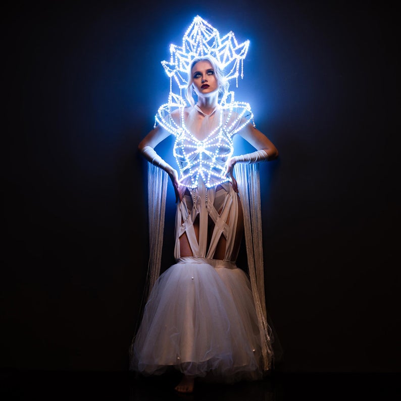 Rave LED Light Up Cage Dress Outfit / Fashion Festival Costume Clothing _C17-1