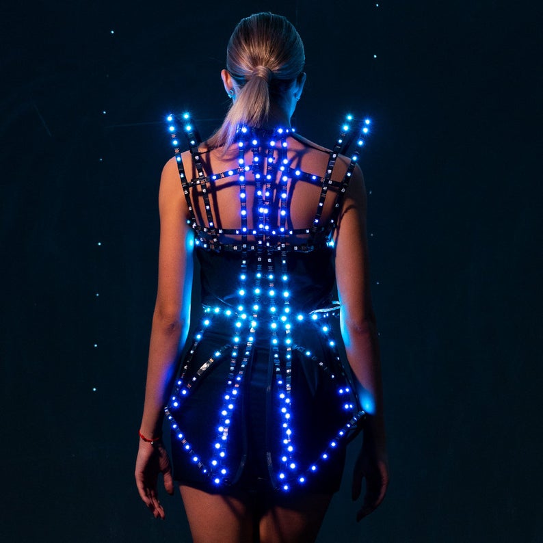 Rave LED Light Up Cage Dress Outfit / Fashion Festival Costume Clothing _C17-1