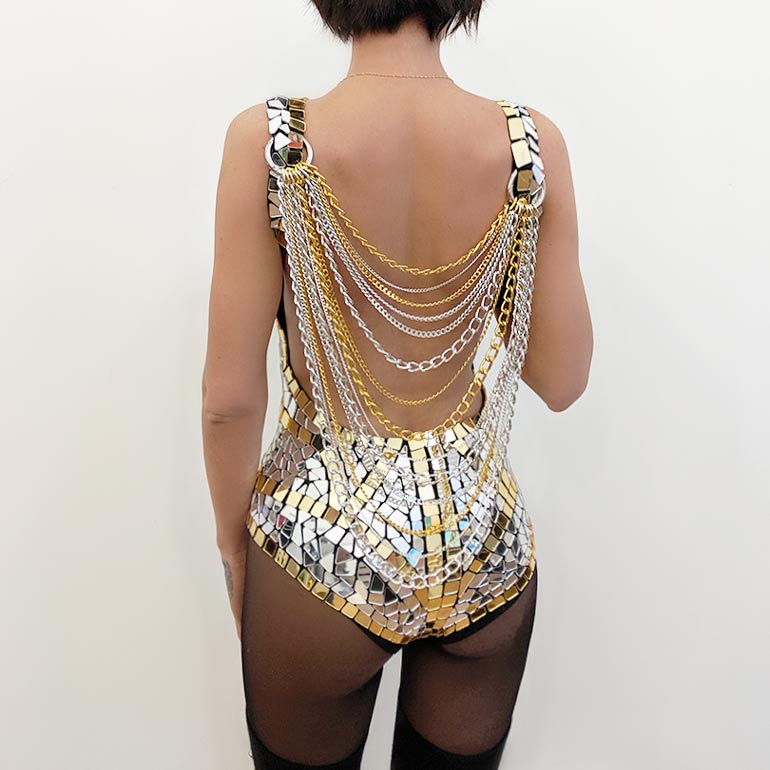 Mirror Bodysuit With Chains Light Solutions Etere
