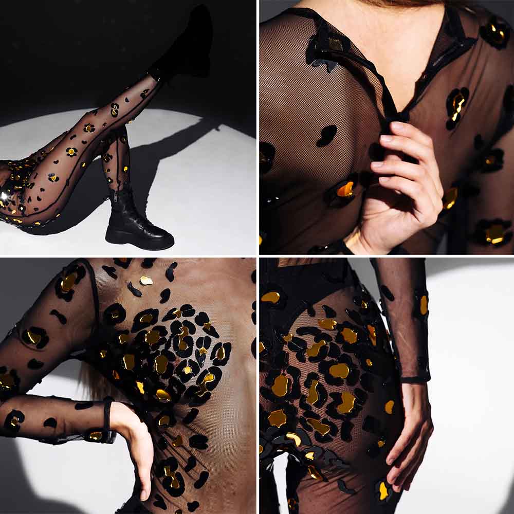 Gold and Black Mirror Jaguar Kitty Costume - by ETERESHOP