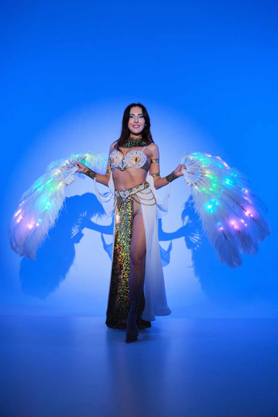 Coloré Châle Lumineux Fée Performance Costume Led Belly Danse Costume Danse  Accessoires Lumineux 145cm Multi-Couleur