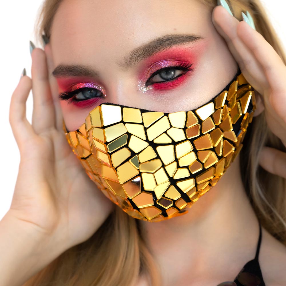 Gold Mirror Face Mask minimalist style by ETERESHOP _M100