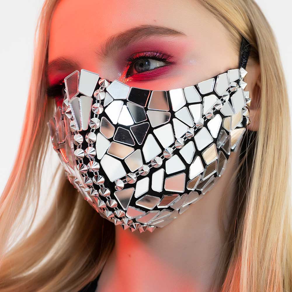 Silver Mirror Face Mask Low Poly Design by ETERESHOP _M108