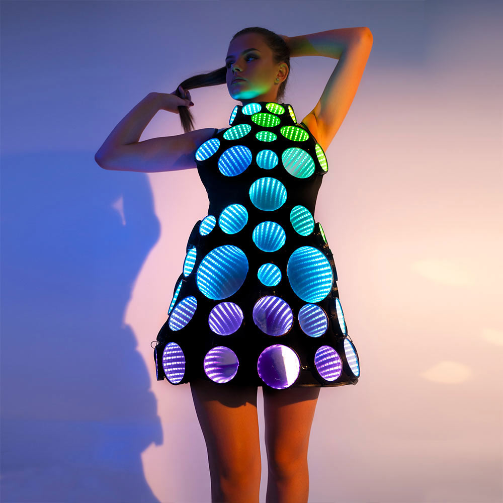 LED light up Infinity Mirror Dress Symmetrical Design _N14 for artists