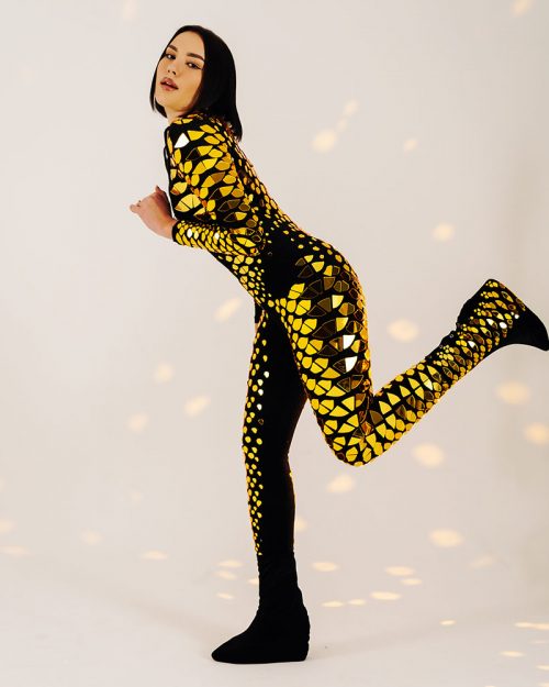 Gold and Black Mirror Jaguar Kitty Costume - by ETERESHOP