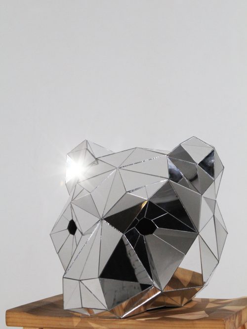 3D Silver Mirror Bear Helmet