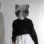 3D Silver Mirror Bear Mask Low-poly Bear Helmet