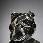 3D Silver Mirror Bear Mask Low-poly Bear Helmet ETERESHOP Design