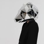 3D Silver Mirror Bear Mask Low-poly Bear Helmet by ETERESHOP side view