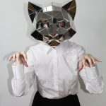 3D Silver Mirror Cat Mask