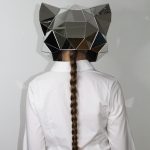 3D Silver Mirror Cat Mask Back View