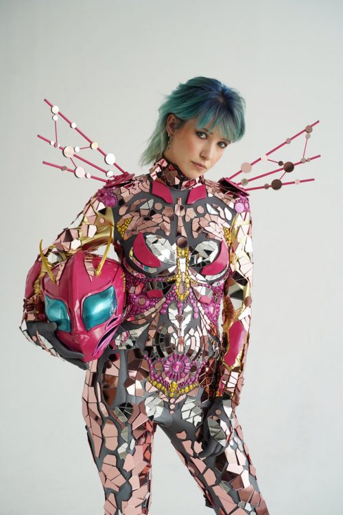 Cosplay Costume of a Pink Mirror Dragon fly