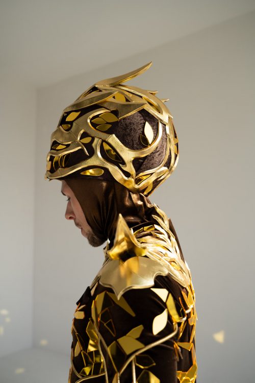 Cosplay Helmet of a Gold Ent