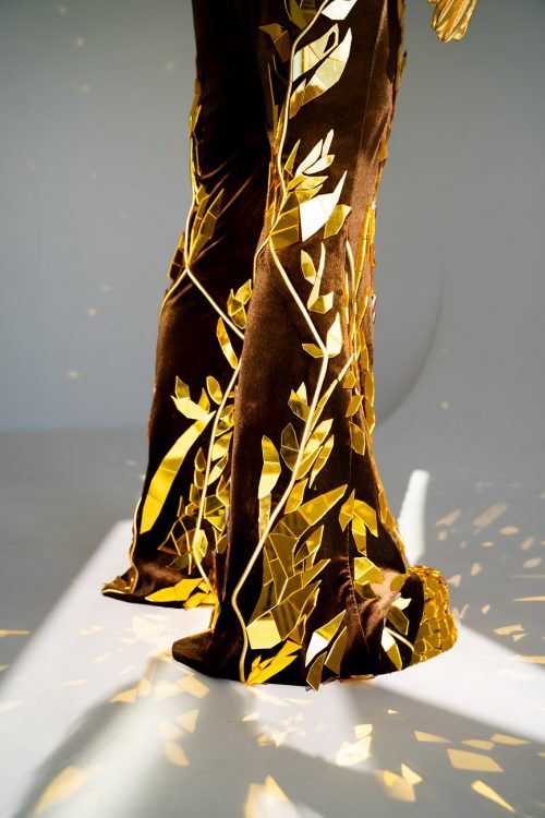 Custom Trousers with Gold Mirror Tiles