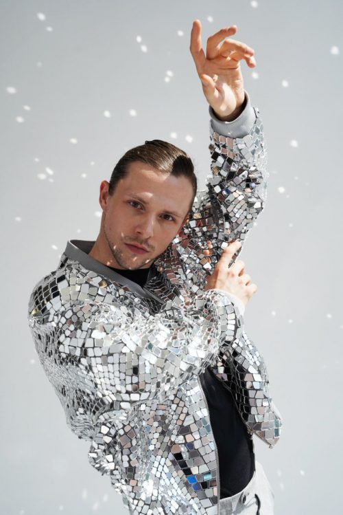 Shiny Silver Mirror Bomber Jacket