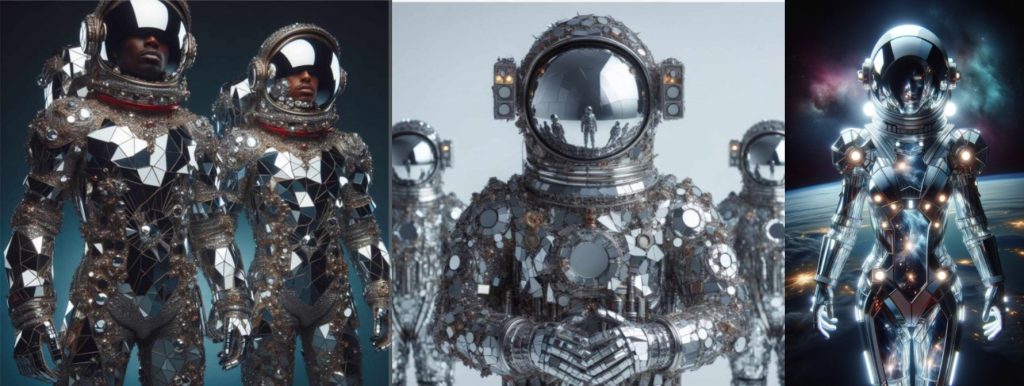 Silver Mirror Astronaut Girl Costume AI-Generations