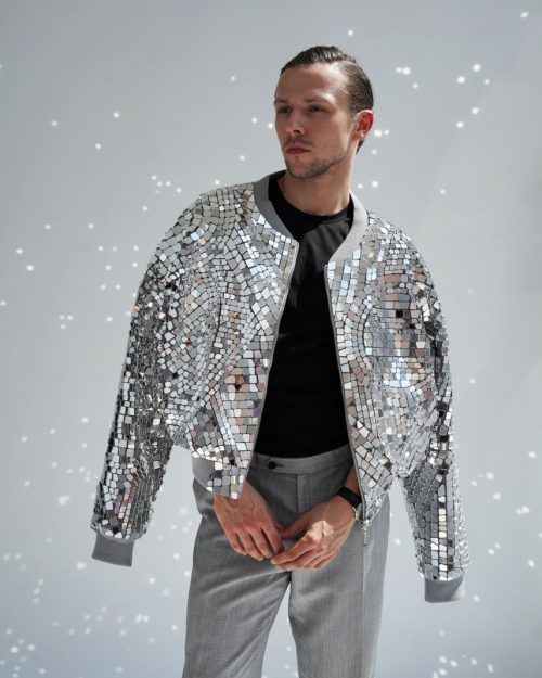 Silver Mirror Bomber Jacket