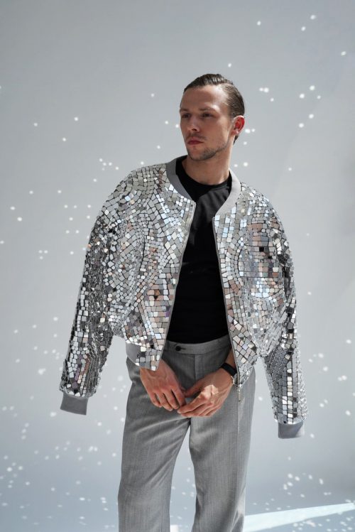 Silver Mirror Bomber Jacket