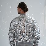 Silver Mirror Bomber Jacket back