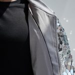 Silver Mirror Bomber Jacket closeup