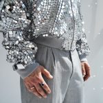 Silver Mirror Bomber Jacket with a Zip