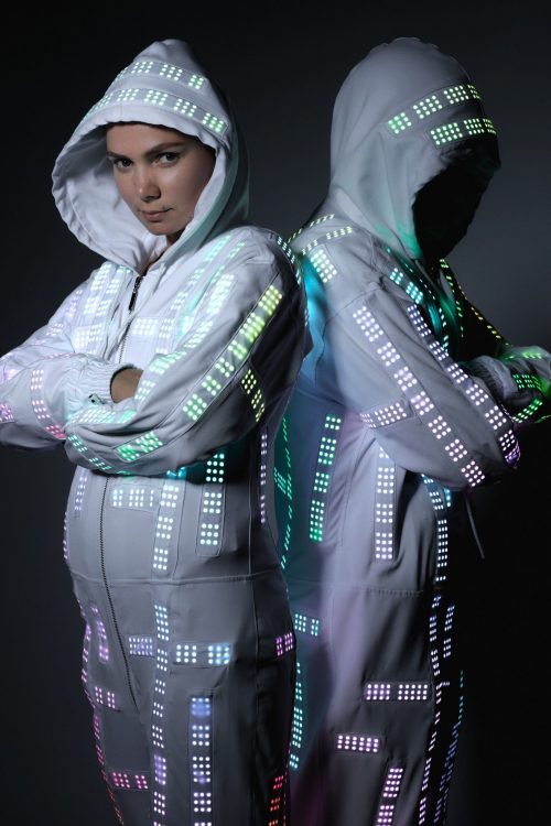 White Sreet Dance Costumes with LEDs