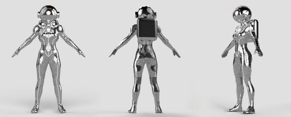 Renders of an Astronaut Silver Costume Approved by the Client