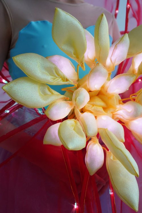 Closeup of a Red LED Flower Costume