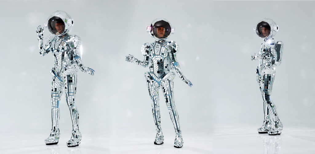 Female Silver Mirror Space Costume ETERESHOP Design