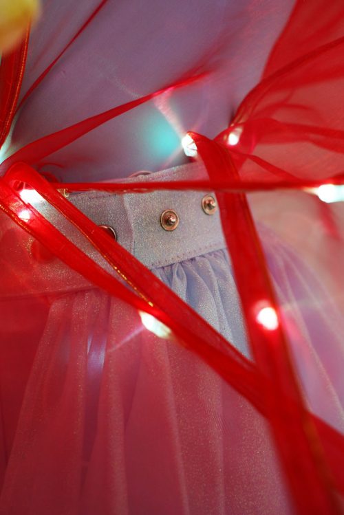 LEDs on a Red Light-up Flower Costume