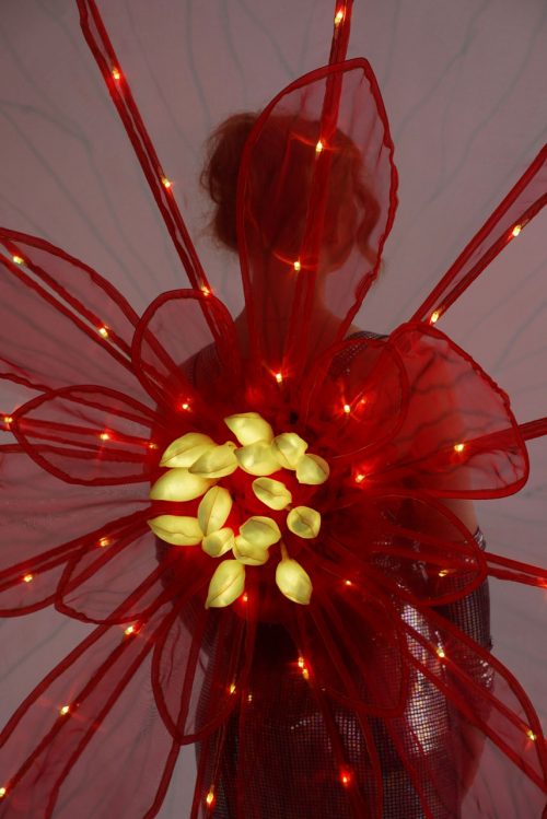 Red Flower Costume with 200 LEDs side view