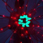 Red Flower Costume with 200 LEDs Back Placement in dim light