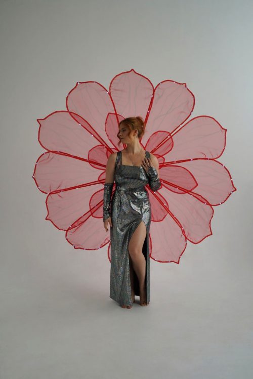 Red Flower Costume with 200 LEDs front view