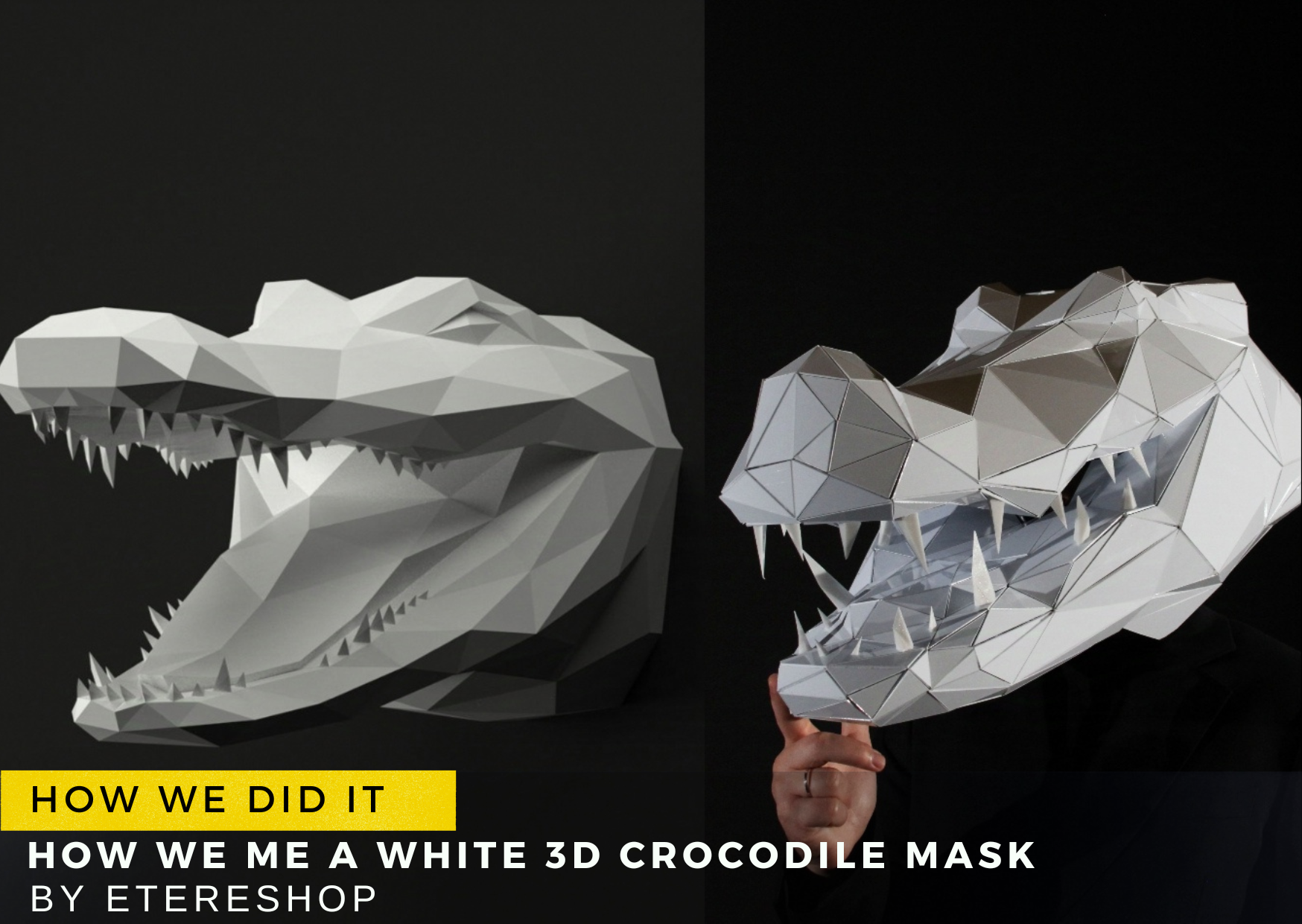 White 3D Crocodile Mask ETERESHOP