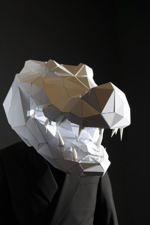 3D Low Poly Mask of an Alligator