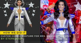 Custom Cosmic Suit for Mrs Universe USA 2025 and the Render