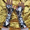 Silver Mirror Fingerless Gloves