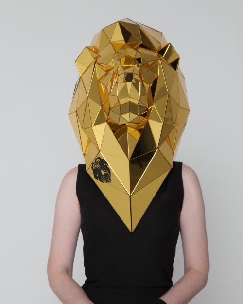 3D Gold Mirror Lion Mask