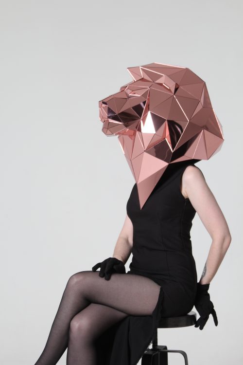 3D Pink Mirror Lion Mask