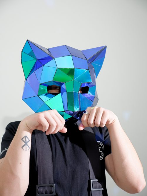 3D Scarab Green Mirror Cat Mask ETERESHOP Design