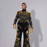 Gold Mirror Stilt Walker Tree Costume with LEDs by ETERESHOP