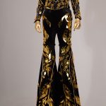 Gold Mirror Stilt Walker Tree Costume with LEDs on Trousers