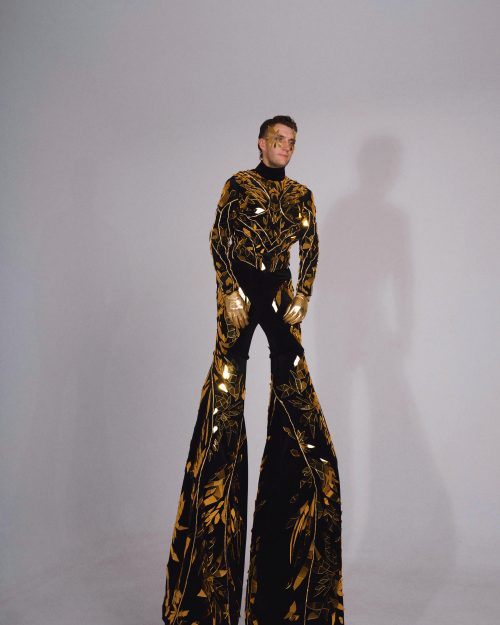 Gold Mirror Tree Stilt Walker suit with LEDs ETERESHOP Design