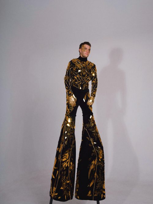 Gold Mirror Tree Stilt Walker suit with LEDs ETERESHOP Design