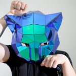 Green and Blue Mask of a Cat