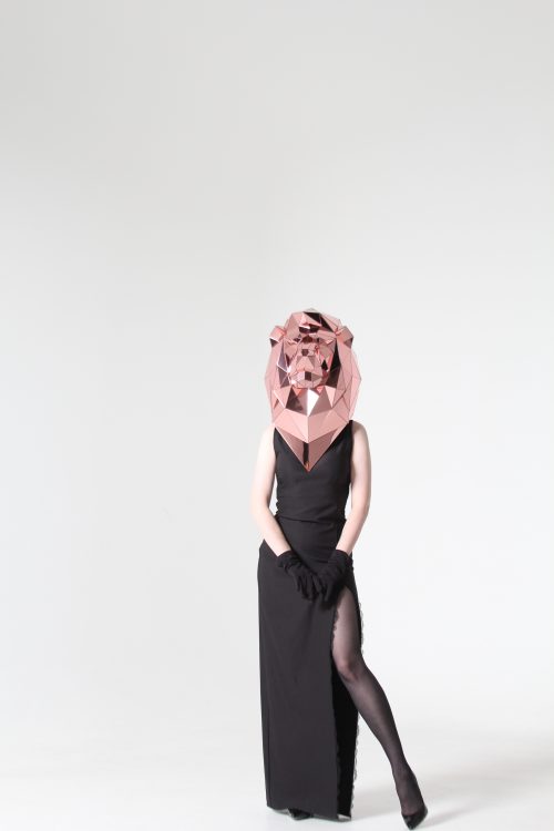 Lion Helmet in Pink Color 3D Mirror