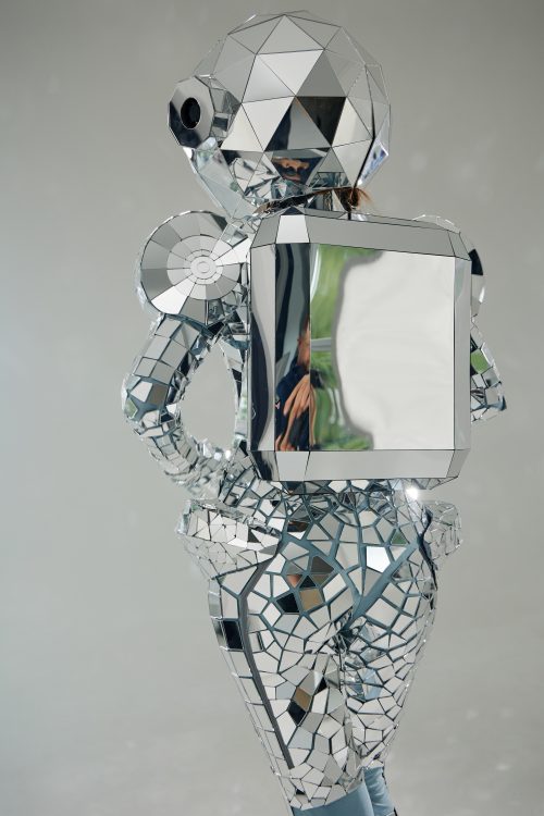 Silver Spacesuit Backpack for a Woman