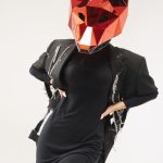 3D Fox Mask Made of Red and Silver Mirror